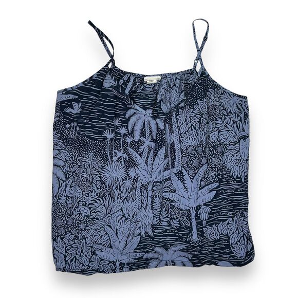 Desmond Dempsey x H&M Tropical Palm‎ Print Cami Tank Top Navy Blue Womens Med - Picture 1 of 7